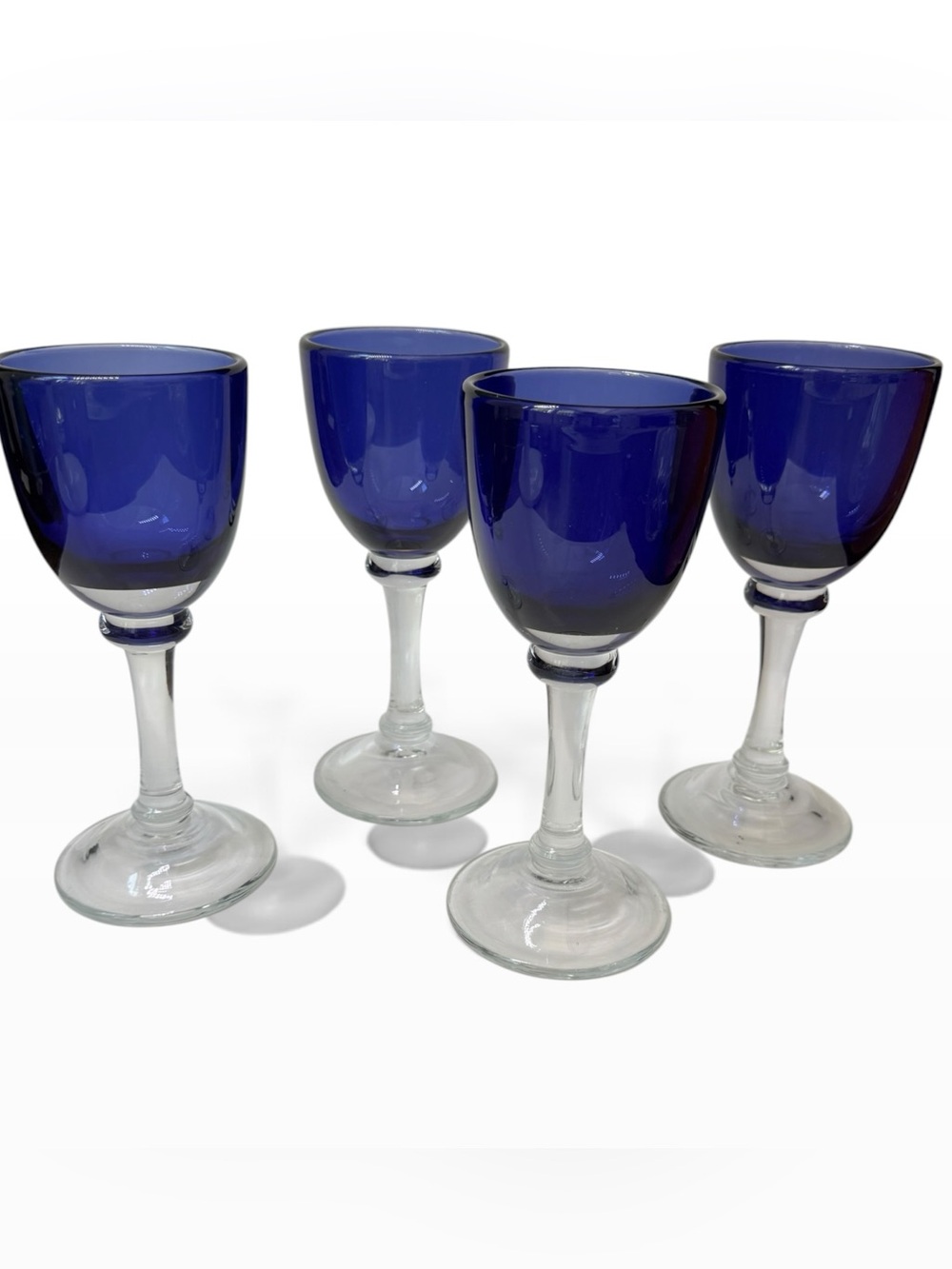 Set of 4 Crate and Barrel Verona heavy footed glasses purple 8”